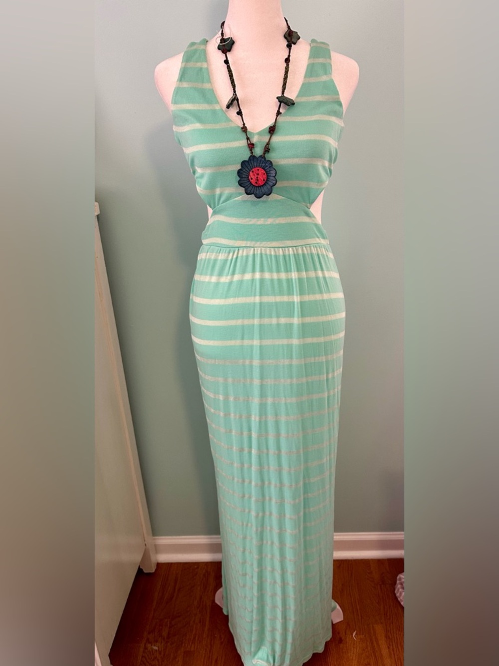 Ocean Drive Mint and Ivory Striped Maxi Dress